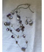 Estate Demi Purple Mother of Pearl Sea Shell Nugget &amp; Faux White Pearl T... - £12.44 GBP