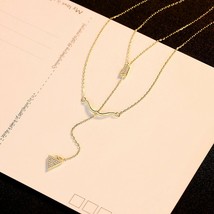 0.25Ct Diamonds Arrow Drop Pendant 2 Strand Dangling Necklace 18K Yellow Gold Fn - £43.25 GBP