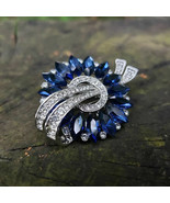 2CT Round Simulated sapphire &amp; Diamond Fancy Brooch Pin 925 Silver Gold ... - €163,95 EUR
