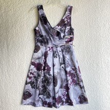 Maurices Floral Sleeveless Dress Womens 6 Lavender Lined Satin Tank Skirt - $9.43