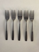 International Stainless SERENATA Lot of 5 Dessert Forks Black Accents 6 ... - $22.54