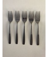 International Stainless SERENATA Lot of 5 Dessert Forks Black Accents 6 ... - $22.54