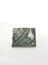 Vintage Pin hat lapel State of Wyoming shaped Yellowstone enamel metal souvenir - £2.98 GBP