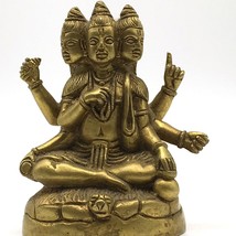 Handcrafted Vintage Brass Lord Dattatreya Brahma Vishnu Maheshwara Statu... - $94.05