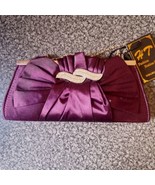 Purple Satin Evening Clutch Bag with Rhinestone Accent (New with Tags) - £9.32 GBP