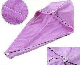 Fast Drying Hair Absorbent Towel Turban Wrap Soft Shower Bath Cap Hat Purple - £9.59 GBP