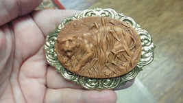 (CL78-5)  wild Tiger hunting grass cattails CAMEO Pin pendant Jewelry cat jungle - £30.07 GBP