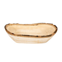 Handcrafted Mango Tree Wood with Bark Rim Large Oval-Shaped Serving Bowl - £20.27 GBP