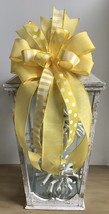 1 Pcs Yellow &amp; White Easter Wired Wreath Bow 10 Inch #MNDC - £28.53 GBP