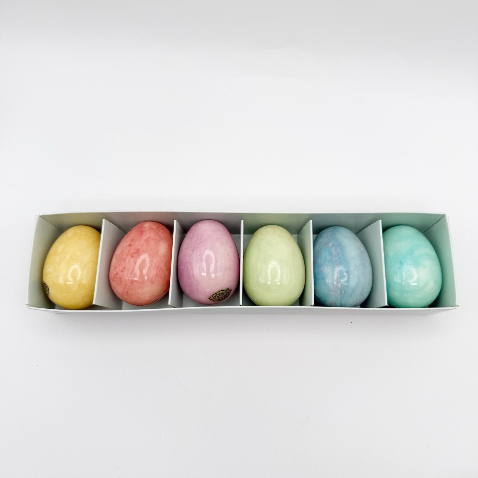 2013 Williams-Sonoma Alabaster Set of 6 Hand Carved Pastel Eggs Italy New In Box Item image 4