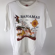 Vintage Tee Bahamas Map T-Shirt sz Large Souvenir Beach ocean cruise tro... - $19.79