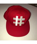 21 Men Red Snapback Hat Hashtag Embroidered Emblem One Size 100% Cotton - $6.92
