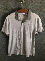 Calvin Klein Polo Shirt Men&#39;s Size L Gray Striped Collared Short Sleeve - £7.92 GBP
