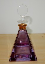 Vtg purple &amp; white Royal Limited Crystal perfume decanter with original stopper - £19.61 GBP