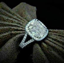 2Ct Cushion Cut VVS1 Diamond Halo Women Engagement Ring 14K White Gold Finish - £123.88 GBP
