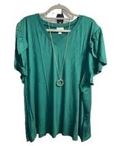 NWT LULAROE 3XL Solid Emerald Green Remi V-neck Tulip Sleeve Top - £31.64 GBP