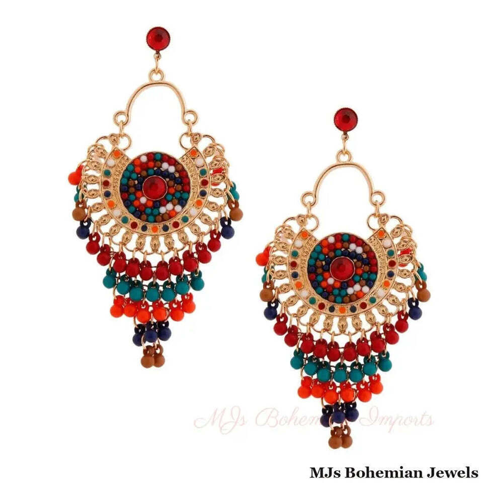 Multi Color Beaded Mandala Earrings Earrings