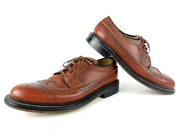 Vintage Sears Brown Leather Wingtip Shoes Mens 8.5 EE - £31.31 GBP