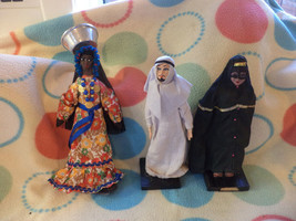 Three Vintage Folk Art Cloth Handmade Dolls Ethnic Origins - £9.75 GBP