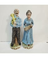 Flambro figurine pair Sweet Old Man and Women Playing Tuba and Accordian... - £21.30 GBP