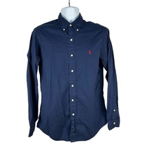 Ralph Lauren Mens Featherweight Twill Navy Button-Down Shirt With Red Po... - £18.15 GBP