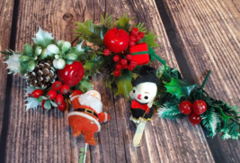 Vintage Lot Christmas Florals Greenery Picks Wreath Filler Santa Snowman... - £16.24 GBP