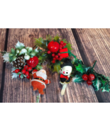 Vintage Lot Christmas Florals Greenery Picks Wreath Filler Santa Snowman... - £16.32 GBP