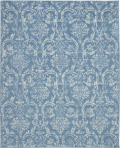 8&#39; X 10&#39; Blue Damask Power Loom Area Rug - £264.92 GBP