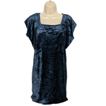 Juicy Couture Velvet Velour Shift Dress Size P Blue Square Neck Short Sl... - £26.03 GBP
