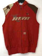 $9.99 Vintage 90s NFL Cleveland Browns Zip Stitched Hooded Vest No Huddle L - £7.74 GBP