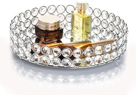 Feyarl Crystal Cosmetic Makeup Tray Jewelry Trinket Tray Organizer, Silver - £31.37 GBP
