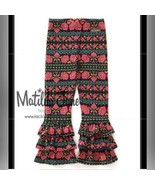 $38 MATILDA JANE Festive Benny's Leggings 8 black+pink floral ruffle pants F16 - $381.85 MXN