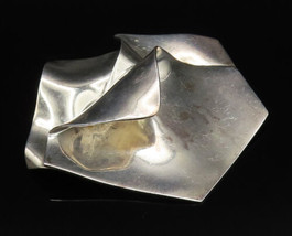 925 Sterling Silver - Vintage Heavy Modernist Folded Abstract Brooch Pin... - £136.19 GBP