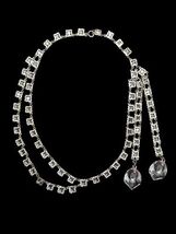 Antique Edwardian Sterling Silver Lavaliere Necklace Austrian Crystal c1900 - $890.95