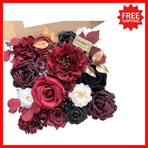 Beautiful Burgundy &amp; Black Artificial Flowers for Stunning Wedding &amp; Par... - $36.85