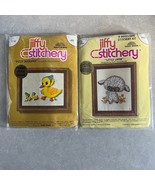 Vintage Jiffy Stitchery Fuzzy Ducklings Little Lamb Kits #422 #653 NIP 4... - £18.90 GBP