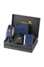 Boxed Classic Men&#39;s Wallet Belt Card Holder Perfume Set Navy Blue - £34.00 GBP