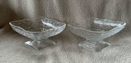 2 Vintage Indiana Glass Diamond Shaped Pedestal Candy/Nut Dish Daisy Design 5”L - £15.72 GBP