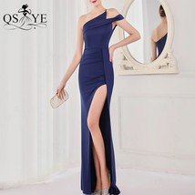 One  Navy Prom Dresses Fitted  Split Long Party Gown Dark Blue Formal Elegant  W - £103.10 GBP