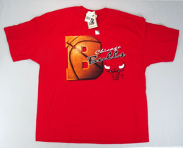 New VTG Lee Sport Chicago Bulls Red 90s Spell Out T-Shirt Sz XXL Logo - £22.45 GBP