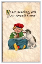 Dutch Comic Dutch Child w Puppy Sending Lovve and Kisses DB Postcard A16 - £3.07 GBP