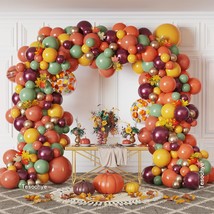 182 Pcs Fall Balloon Garland Arch Kit, Orange Wine Red Sage Green Mustard Yellow - £21.78 GBP