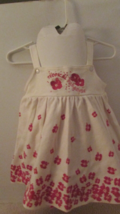 BABY 12 mos. summer one pc w/front pleaded skirt white &amp; dk pink   (baby... - $6.93