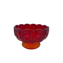 Vintage L E Smith Moon &amp; Star Amberina Glass Candy Dish Pedestal Compote 8 in - $31.87