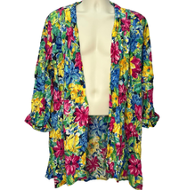 Vintage BA Partners Open Front Cardigan Cover Up Plus Size 18W Floral Wa... - £23.75 GBP