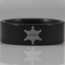 Free Shipping Hot Sales 8MM Black Pipe Sheriff&#39;s Office Design New Men&#39;s Tungste - £29.36 GBP