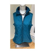 Womens LL Bean Fleece Warm Lined Fitness Vest Full Zip Size M Teal Diamo... - $20.00