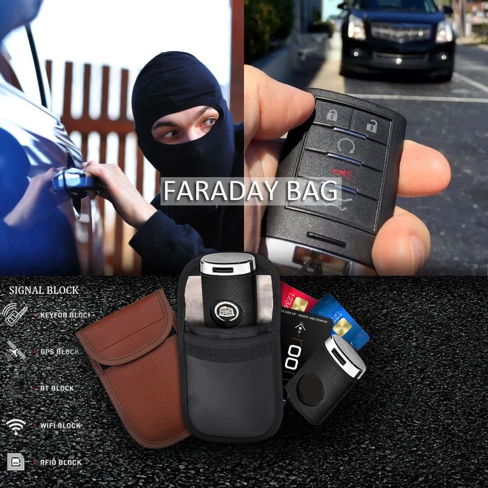 Sporting 2Pcs Double-Layer Car Key Pouch Case Bag Automobiles Anti-Theft Signal  - £23.51 GBP