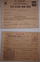 Vintage Two World War II Ration Books 3 &amp; 4 With Stamps 1943 - $8.20 CAD