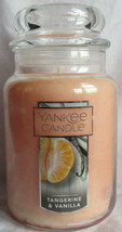 Yankee Candle Large Jar Candle 110-150 hrs 22 oz TANGERINE &amp; VANILLA pea... - $37.36